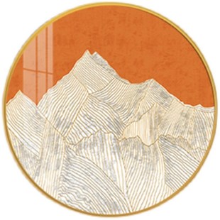 餐厅圆形装c饰画走廊玄关晶瓷画镶钻石高档客壁画中式入户过道定