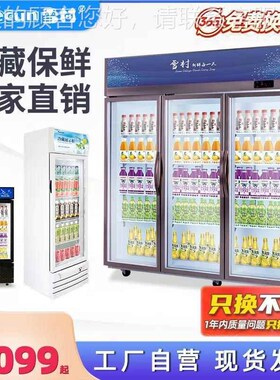 雪酒吧酒水柜f玻门饮料璃柜 LC-1500K商用村鲜冰柜超市 立式保双