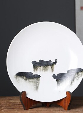 现代新33件中国风陶瓷板禅宗样品房酒店橱柜电视窗Y软珠宝白色圆