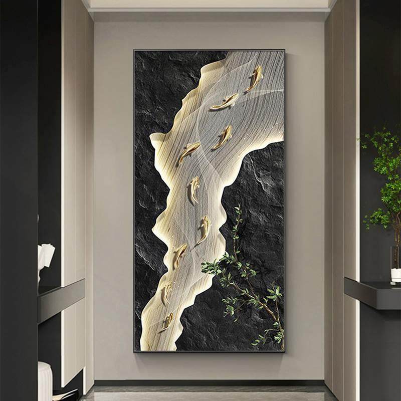 现代简约入户玄关装饰画正对门走B廊过道客厅挂画九鱼图寓意好壁,家居饰品,现代装饰画,淘宝优惠券,粉丝福利购,淘宝优惠卷