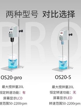 大龙顶置式电动搅j拌器OS20-Pro实验室高速分散机LCD数控恒速