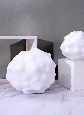 现代简约磨砂几何陶m瓷摆件家居客厅样板房售楼处酒店客厅软装饰