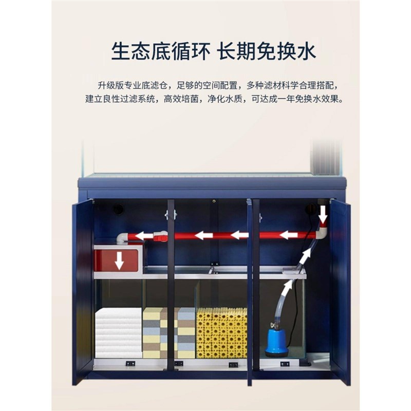 流鱼缸客厅小2-yfxl璃0溪24新款超白玻家用型底滤金X鱼缸底滤造景