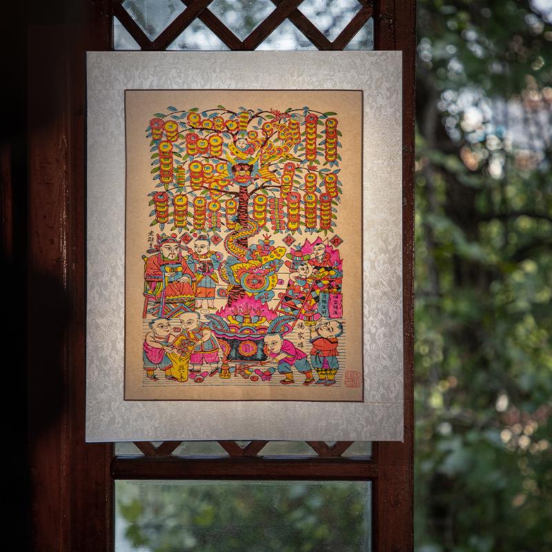 杨家埠年画 门神墙贴画2025新款手工木版画怀旧老式家居装饰摆件
