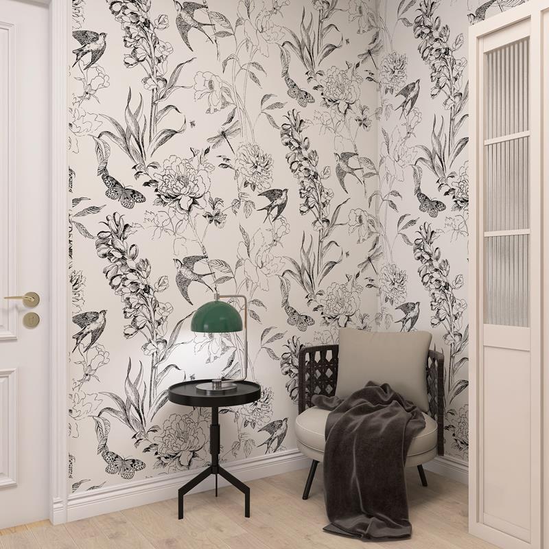 墙纸3d立体法式复古森林电视背景墙壁纸客厅墙布卧室壁画玄关壁布