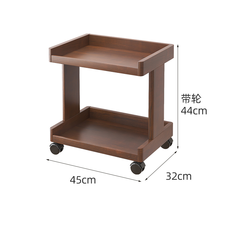 全实木可c移动书架带轮置物架落地小型客厅多层收纳架花架花几夹