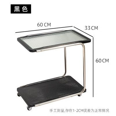 复古实木边几客厅沙发茶几小户型可移动小推O车置物架中古家用角