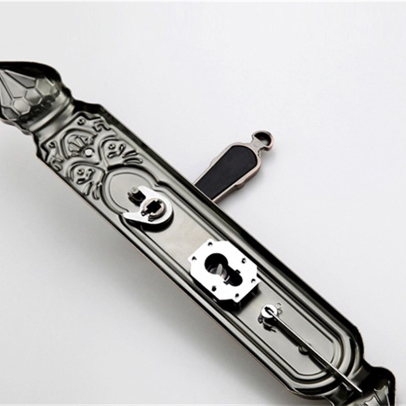 防盗门拉手把手大门锁桃形锌合y金执手红古铜大门把手门锁对开门