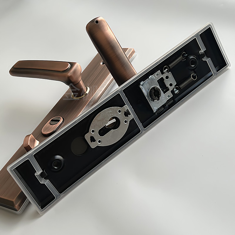 不锈钢多功能防盗门防撬加u固红古铜拉手大门锁通用型孔距235把手