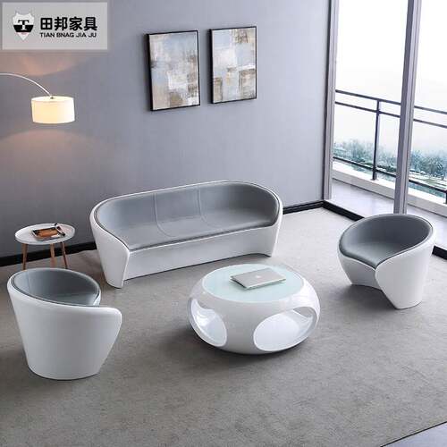 现代办公沙发休闲单椅组合商务休息区会客售楼处接待洽谈桌椅套装