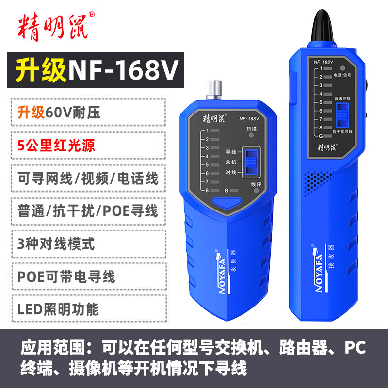 精明鼠寻线仪NF-8209抗干扰多功能POE网络P寻线器网线测试仪巡线