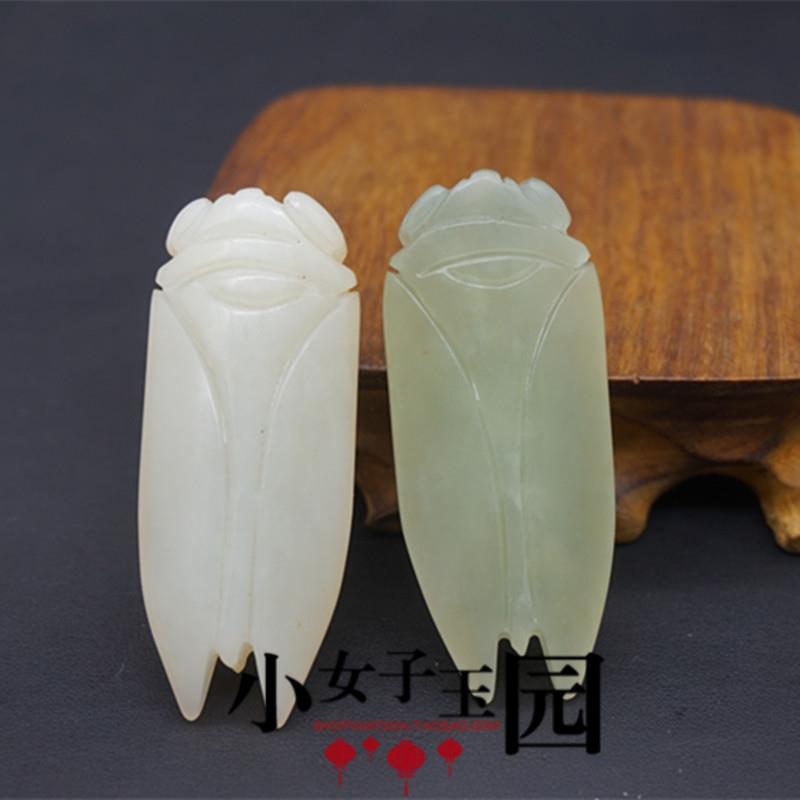 岫玉仿古汉八刀玉知了吊坠玉坠玉蝉挂件一鸣惊人玉佩腰佩手把件玉