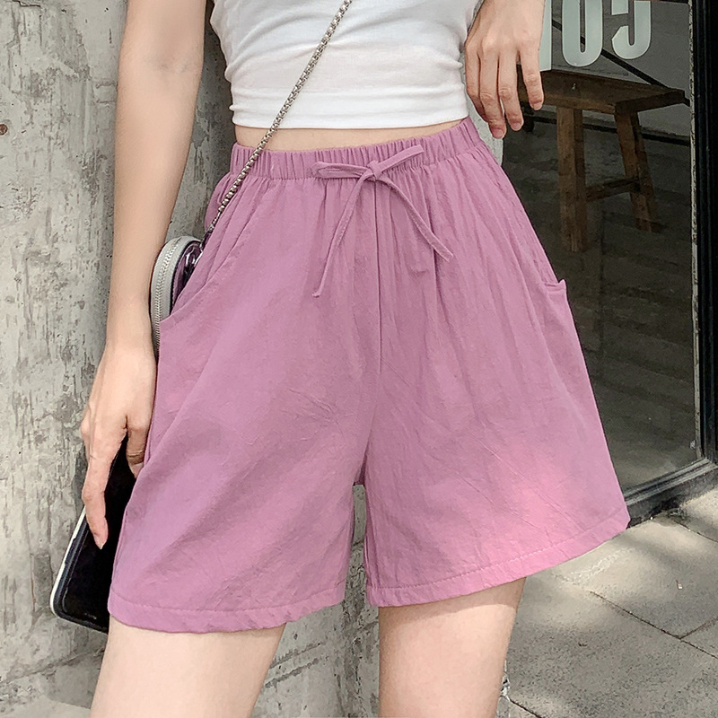 U+棉麻短裤by女夏季宽松亚麻阔腿裤高腰大码休闲a字短裤五分裤DS_Hip丿潮人 臻选_女装/女士精品-第4张图片-提都小院