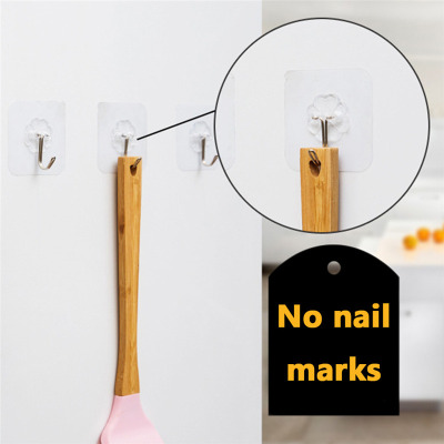 极速10PCS Kitchen Seamlesus Adhesive Hook Bathroom Transpare