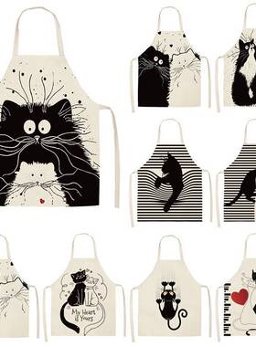 极速Black Cute Camt Print Pattern Apron Baking Accessories A