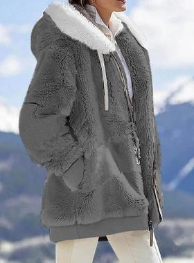 极速Women Winter Coat Stolid Color Long Sleeves Zipper Cardi