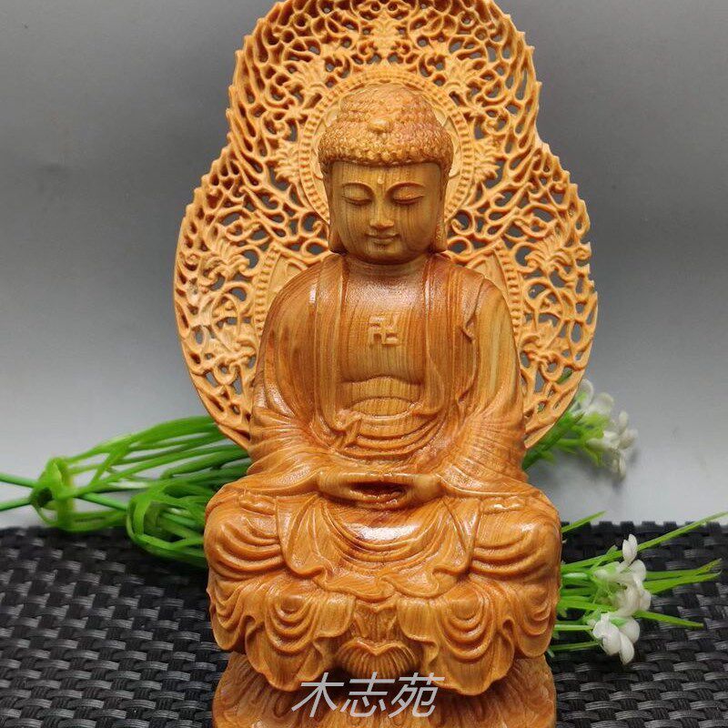 极速崖柏木雕刻居家摆件供奉神像佛堂人物阿弥陀佛装饰Y佛像菩萨