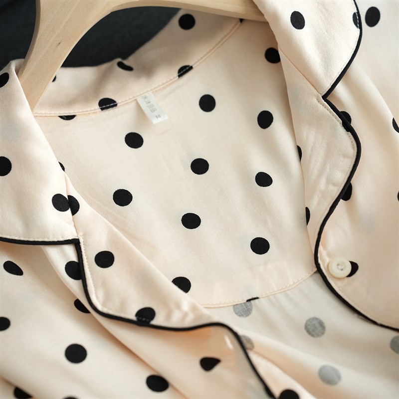 极速短袖套装 贡缎n人棉家居服 女士波点睡衣睡裤短裤起居服 夏款