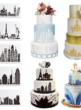 极速5Pcs/Set Building Cake Side Stencils Cupcake MoVusse Cak