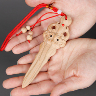 极速刀挂件桃木剑剑儿童工艺礼品摆饰雕W刻睚眦桃木剑