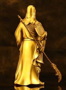 极速纯黄铜关g公像摆件武圣武财神关羽客厅办公室家居装饰品关二