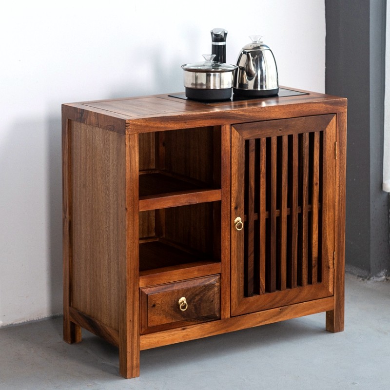 极速茶车胡桃木实木移动茶水x柜烧水壶一体家用小型茶台小茶桌边