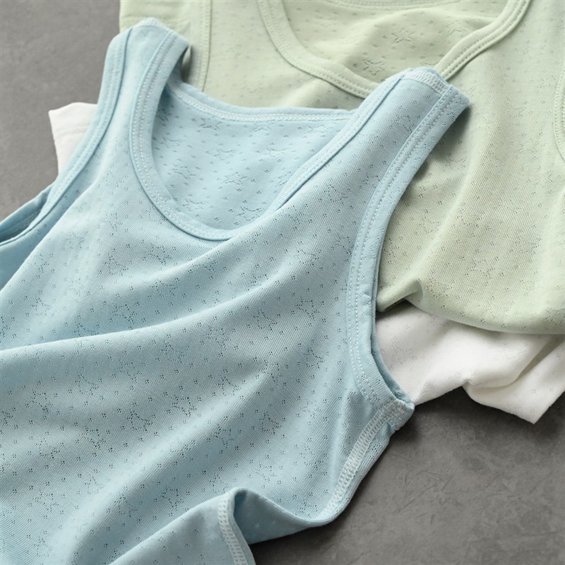 极速儿童莫代尔背心m 男童轻薄网眼无骨打底衫中大童无袖上衣 夏