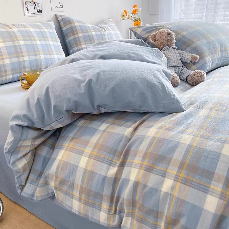 极速纯棉牀上四件套100全棉水洗棉牀单被套牀笠S款学生宿舍牀品三