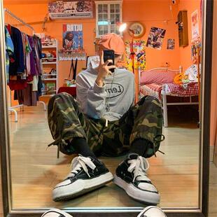 极速HOUZHOU Cargo Pantss Men Hip Hop Camouflage Pants Hippie