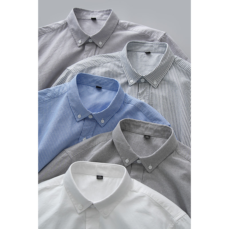 极速水洗40支i男士细条纹衬衣 翻领短袖薄款衬衫通勤商务夏款男装