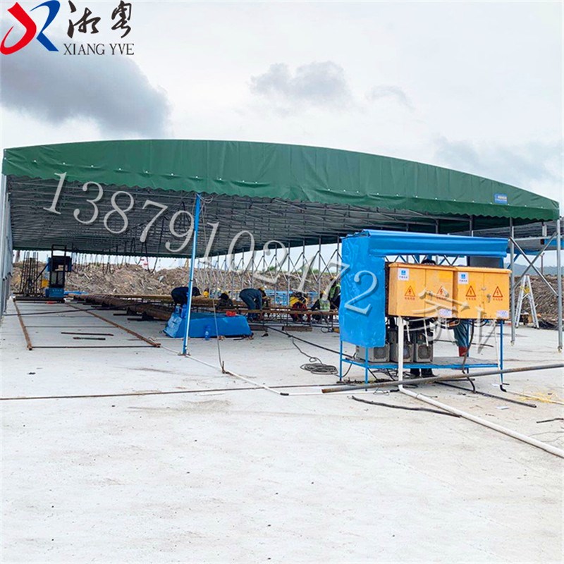 极速新推拉雨棚夜宵n刀刮布帐篷篷房工地通道救灾雨蓬收缩仓库仓