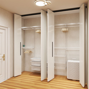 福倍斯金属衣柜主卧步入式衣帽间框架子组装定制开放式卧室折叠门