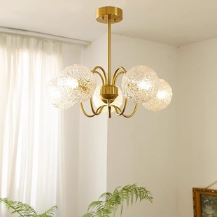 美式简约全铜吊灯温馨浪漫主卧轻奢餐厅灯法式奶油风客厅全铜灯