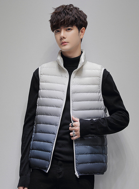 当潮马渐变白鸭绒羽绒服御寒保暖马甲男士外套羽绒内胆YYS82205
