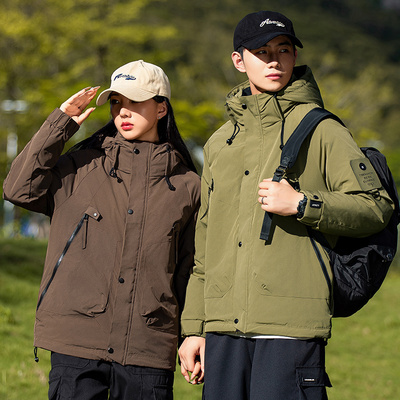 当潮马户外山系羽绒服男女冬季新款情侣运动连帽保暖冲锋衣YYSD35