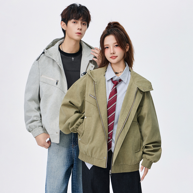 当潮马M-8XL新款大码连帽夹克男女外套冲锋衣宽松潮牌加大JYD8810