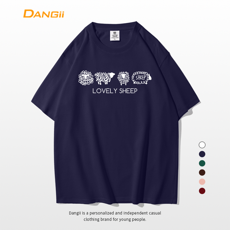 Dangii美式卡通纯棉短袖t恤男女夏季小衫情侣装别致正肩小众短T恤