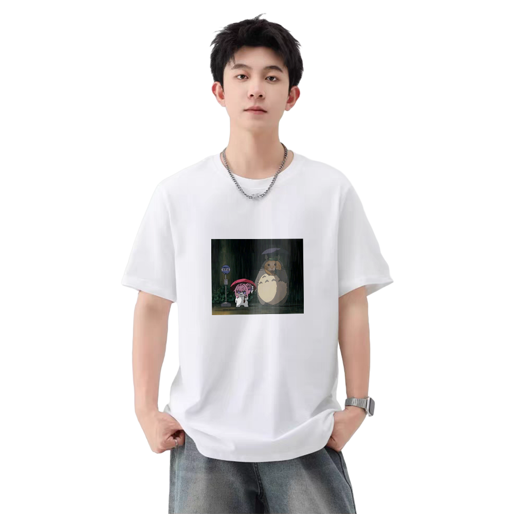 当潮马新款夏季纯棉短袖T恤男青少年龙猫印图宽松半袖DF150-DCM01