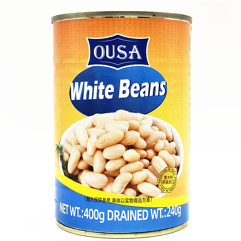 Ousa White Beans, Italian imported Ousa white Beans, green Lentils, Tomato sauce, baked Beans, canned instant food 400g thumbnail 8