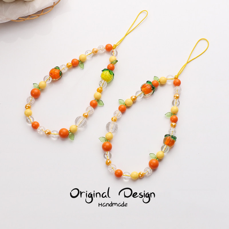 手机链柿柿如意挂绳手工diy创意大橘大利串珠通用手机壳钥匙相机链条可爱精致小清新耳机套手机防丢绳腕带,3C数码配件,手机挂件/手机链,淘宝优惠券,粉丝福利购,淘宝优惠卷