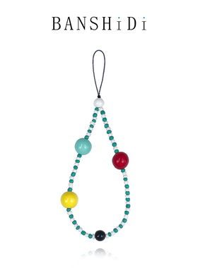 班诗迪原创diy手机挂绳ins挂件手机链红色圆珠黑白大圆珠串珠挂链可爱红豆透明圆珠相机链条ccd清新挂饰