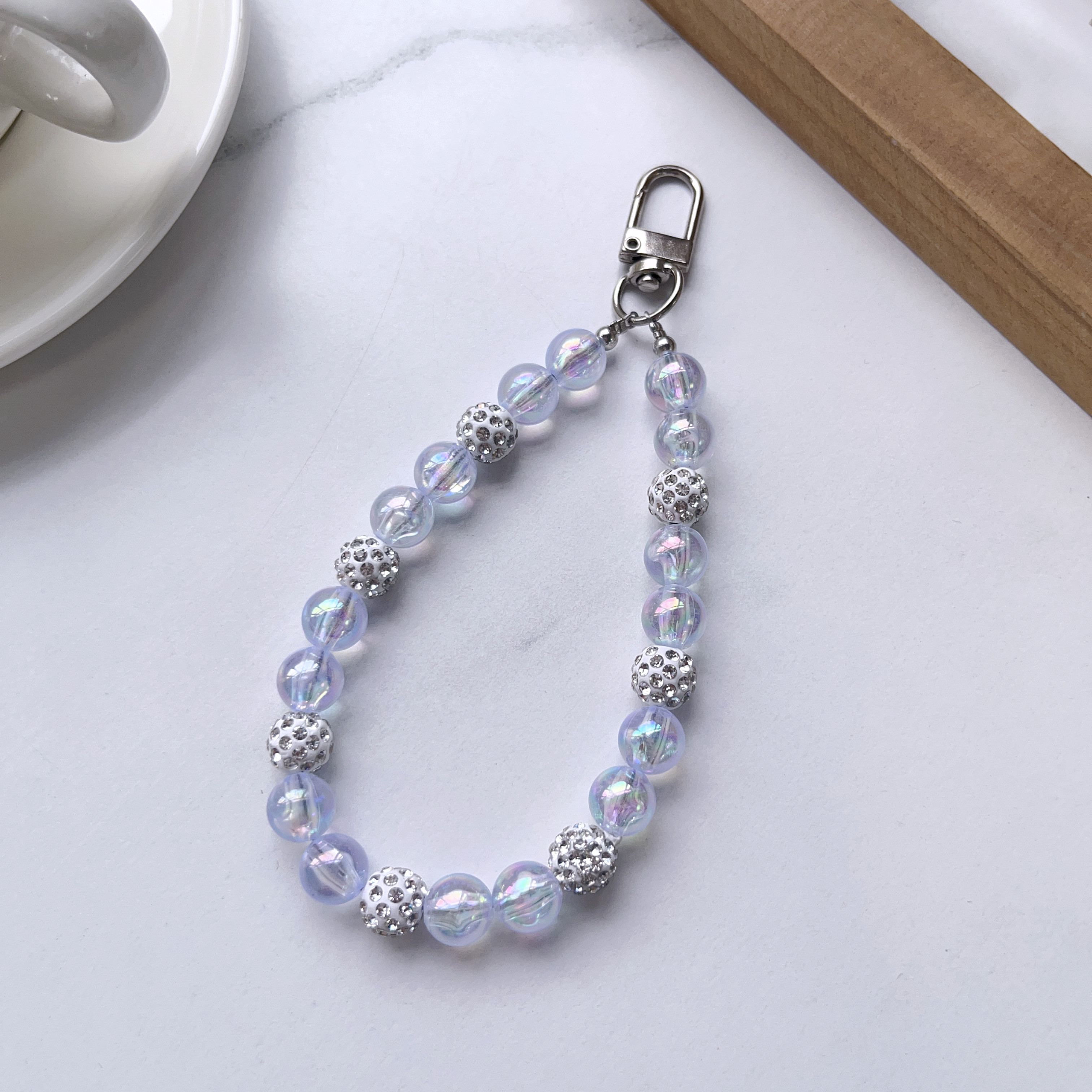 奢华精致高颜值水晶球手机挂链小众创意女款diy手工串珠挂手腕配饰