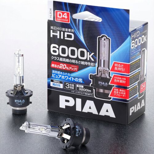 PIAA HID灯泡 D4R/D4S共用 6000K氙气大灯 3200lm 一对装