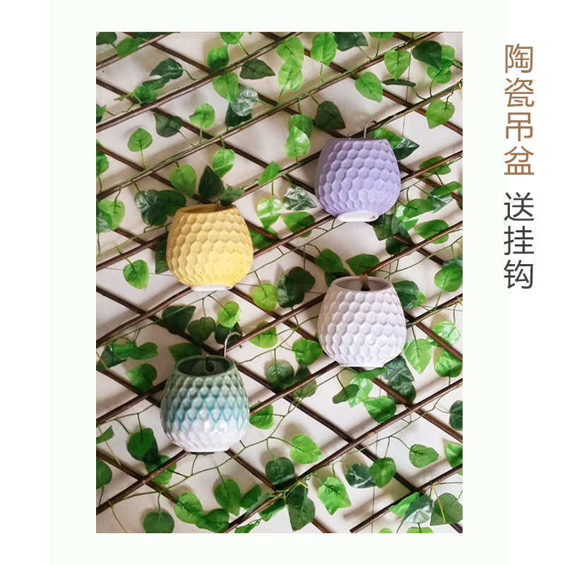 垂吊兰花盆壁挂墙壁花盆水培土培阳台悬挂盆吊盆陶瓷多肉植物花瓶