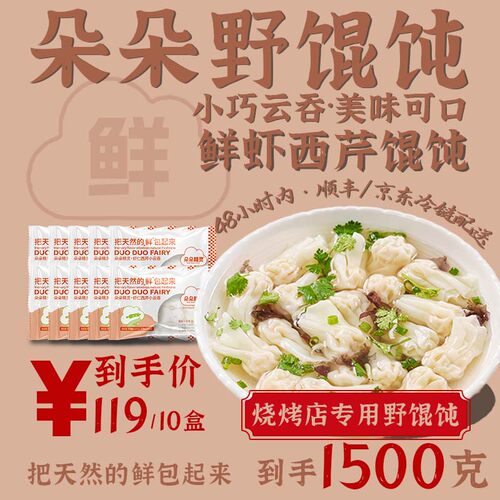 朵朵精灵.朵朵吉祥野馄饨小云吞小馄饨抄手 鲜虾西芹10包 1500g