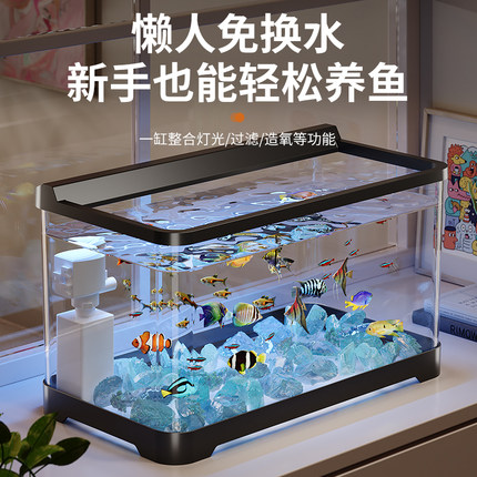 鱼缸小型客厅2025新款过滤制氧一体机桌面生态造景金鱼水族箱