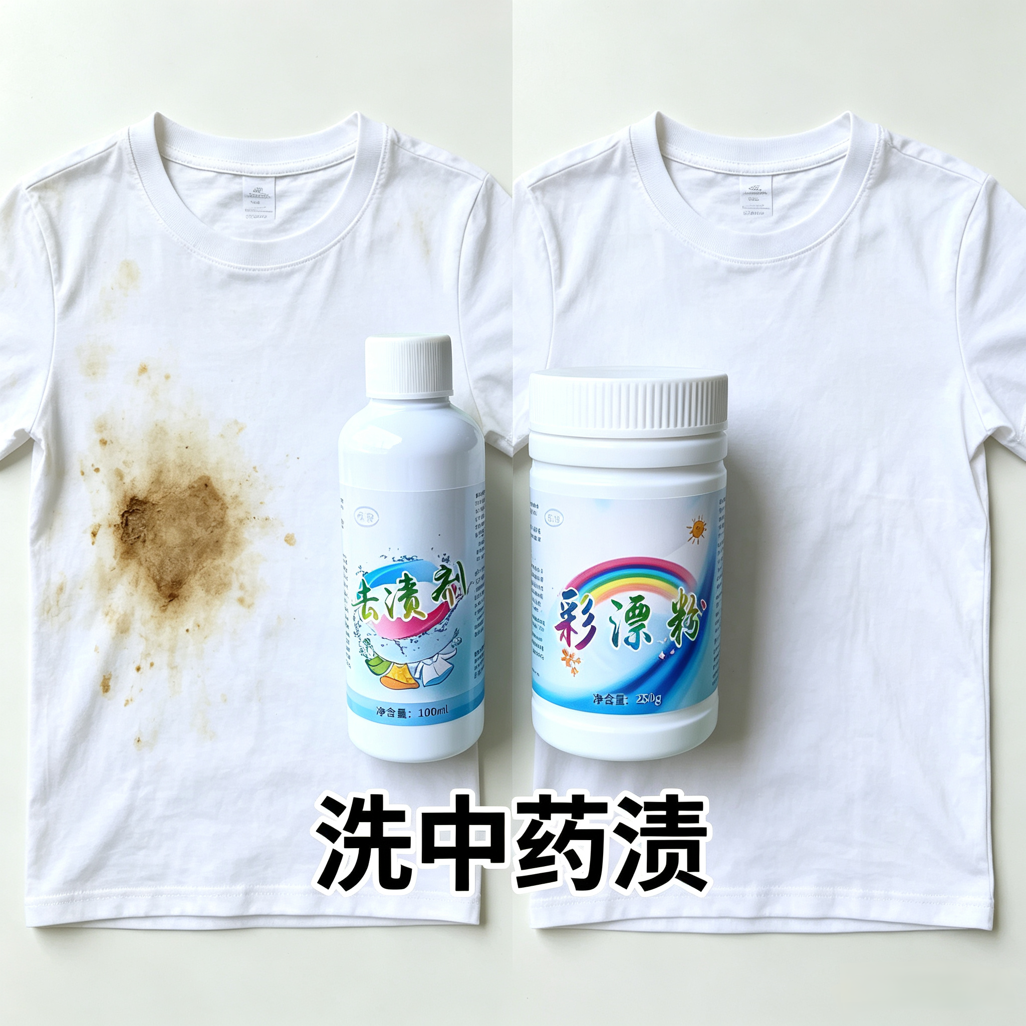 专业洗中药渍咖啡渍水果渍饮料渍去渍剂100毫升加彩漂粉250克