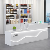 发光弧形现代简约酒柜一体转角吧台柜商用前台柜台RY收银柜台落地