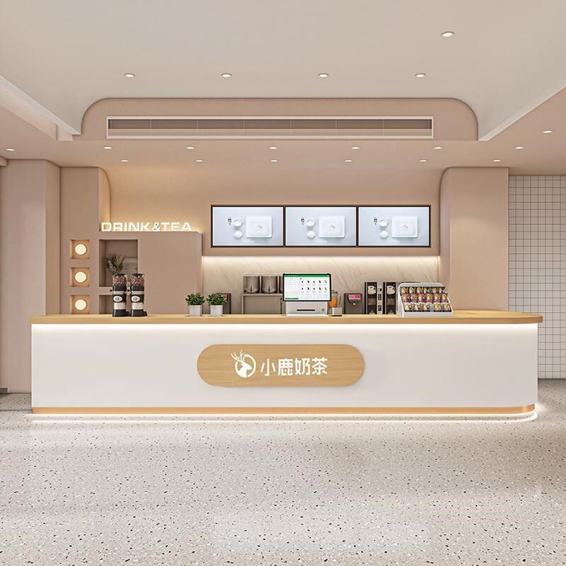 简约奶茶店c吧i台花店操作台甜品店收银台宠物店前台接待台转角定