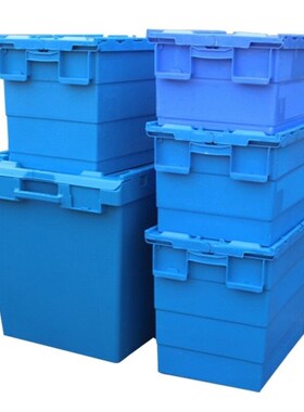 元汗K600-315斜插n式物流箱600*400*315蓝色加厚周转箱可盖储物箱